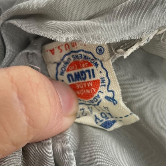 100% Silk Layered Dress S Vintage Long Sleeve Rosette Flowy V-Neck Blue Gray - Picture 8 of 11